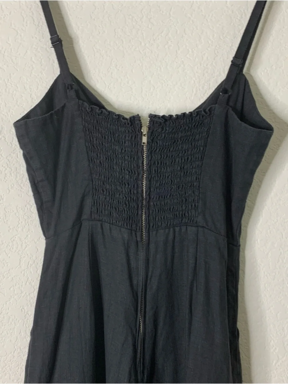 Reformation Womens black Dominica 100% linen Strappy back zip jumpsuit 2